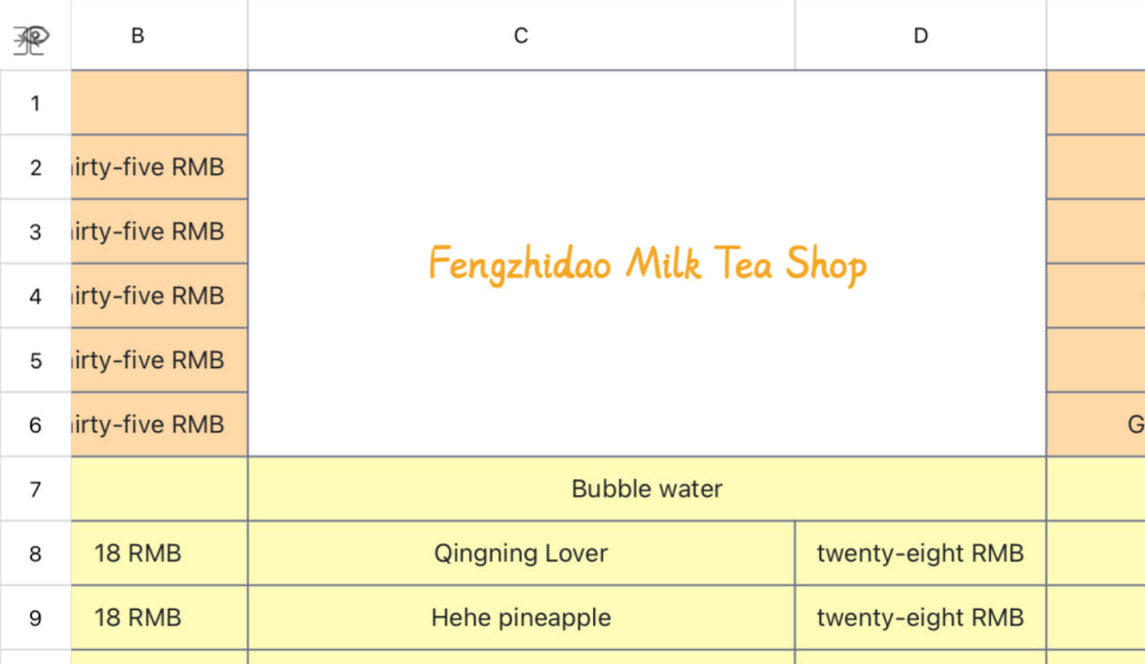 Milk tea shop project price list 1